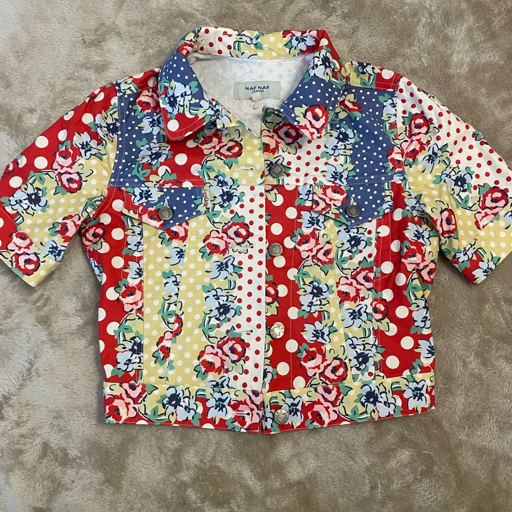 Naf Naf Floral Patchwork Short-Sleeve Jacket